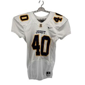 Nike Jesuit Belen Football Jersey Medium White Navy Gold #40 Miami Wolverines